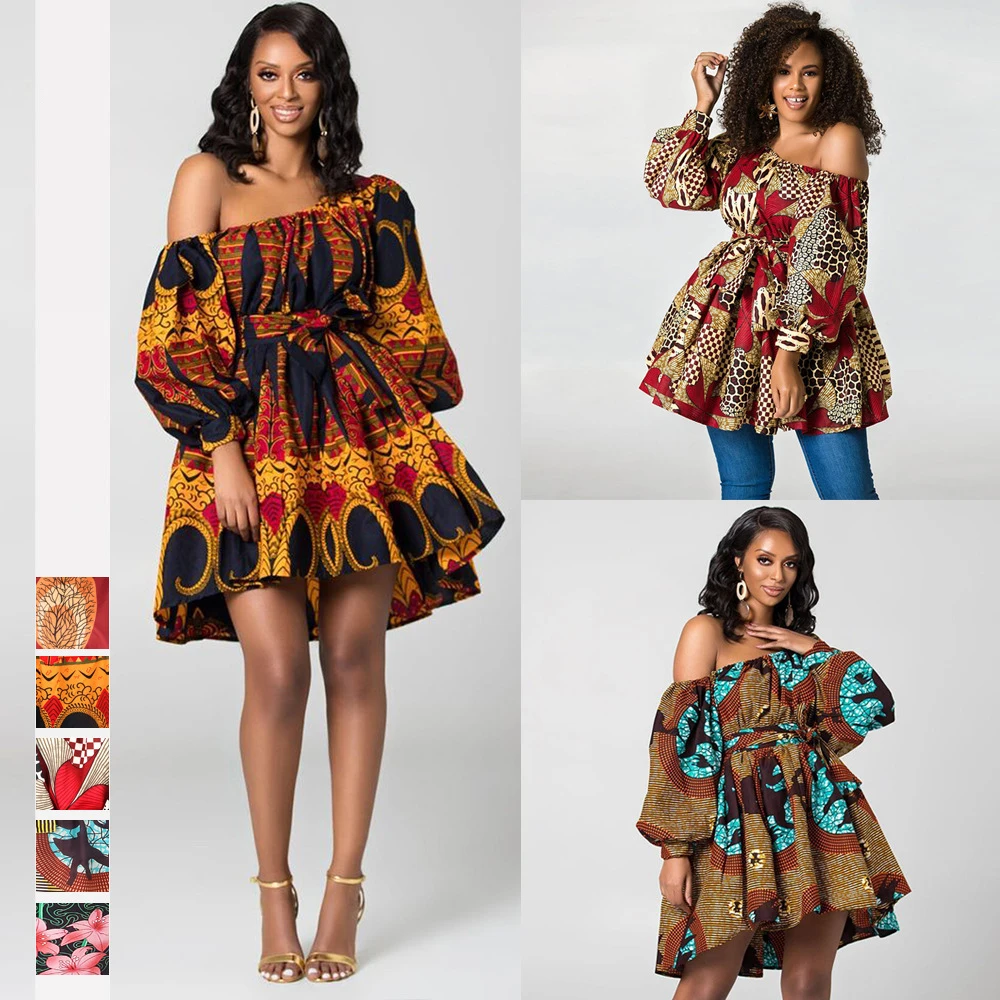 2020 Hot Sale Wholesale Off Shoulder Women african kitenge dress designs picture for lady
