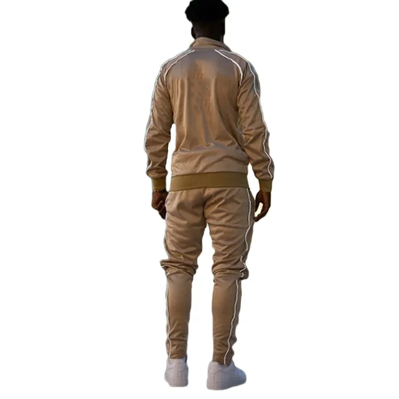 Top Quality 3m Reflective Side Stripe Tracksuits Men Slim Fit Zipper Sweatsuits