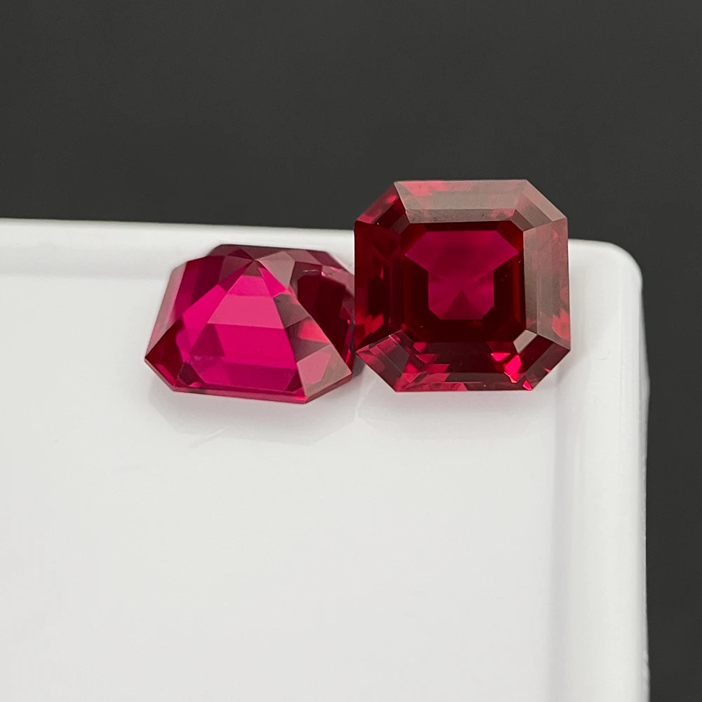 Wholesale Synthetic Ruby Gemstone Square Asscher 4x4mm-12x12mm Lab Created Ruby Loose Stone