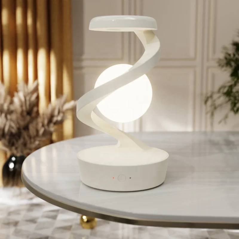 Rotating Levitating Lamp with Wireless Charging Romantic Home Decor RGB Night Light Rechargeable Bedside Lamp