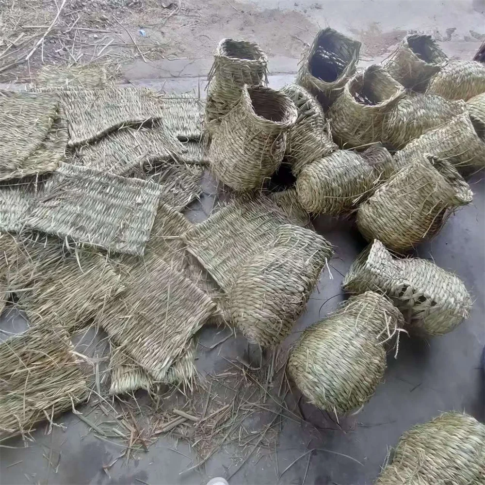 WILDMX Hamster Bunny Grass House Natural Edible Foldable Comfortable Grass Nest Rabbits Woven Pet House Chinchilla