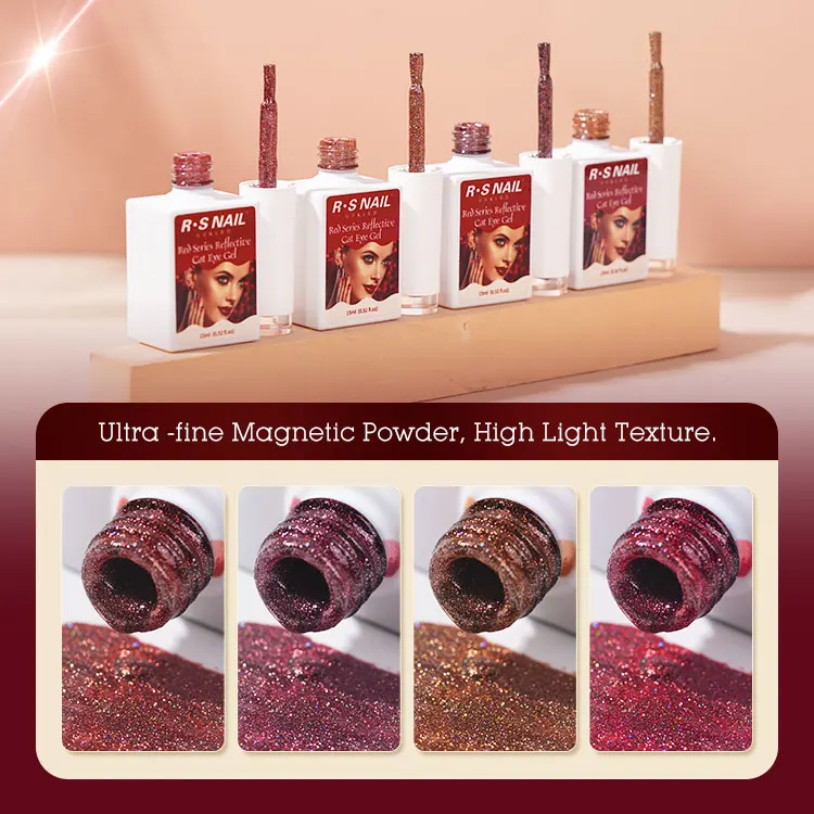 Red Series Reflective Cat Eye Gel uv gel polish private label 3 in 1 one step gel nail polish for nail salon