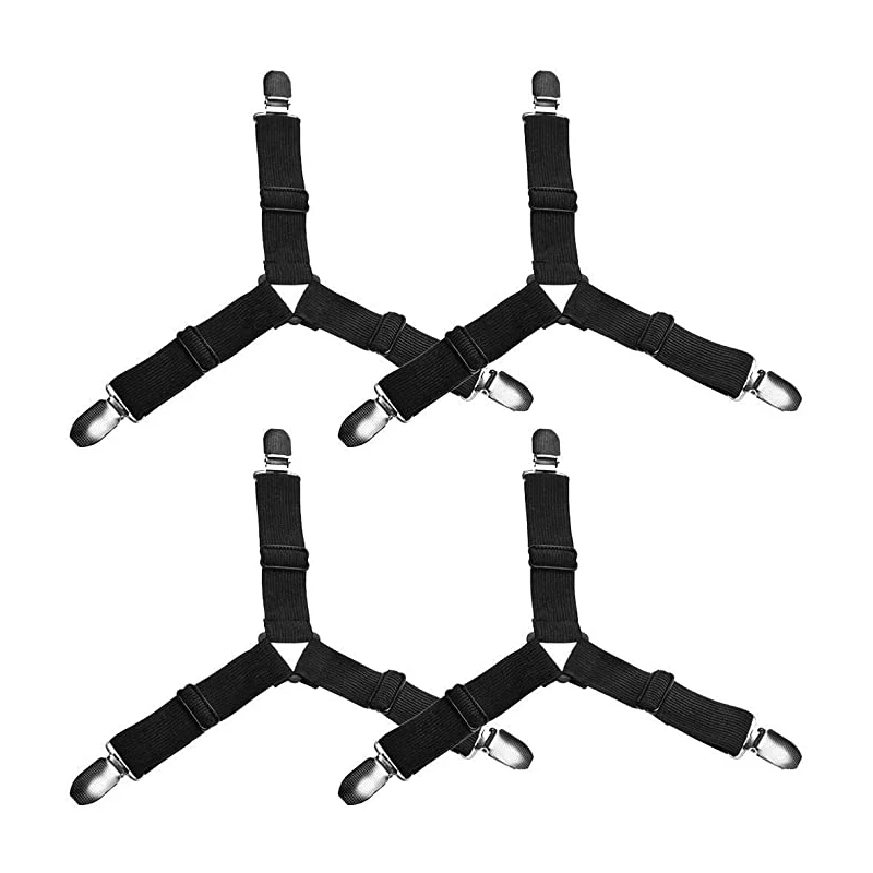 Elastic Bed Sheet Corner Holders Band Matel Clip Sheet Fasteners Bed Sheet Holder Corner Straps