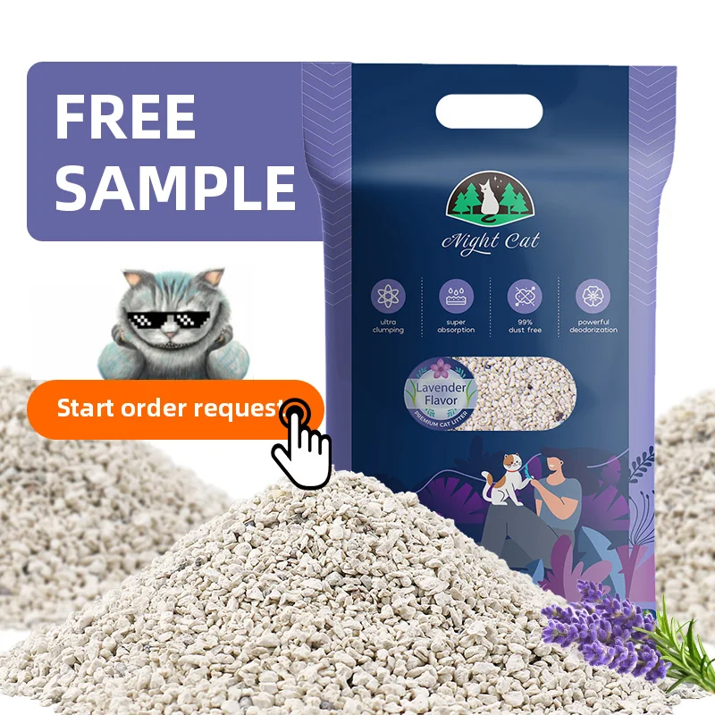 Cat Litter OEM / ODM Pet Waste Disposal Multi Fragrance Dust-Free Bulk Strong Clumping Ball Shaped Broken Bentonite Cat Sand