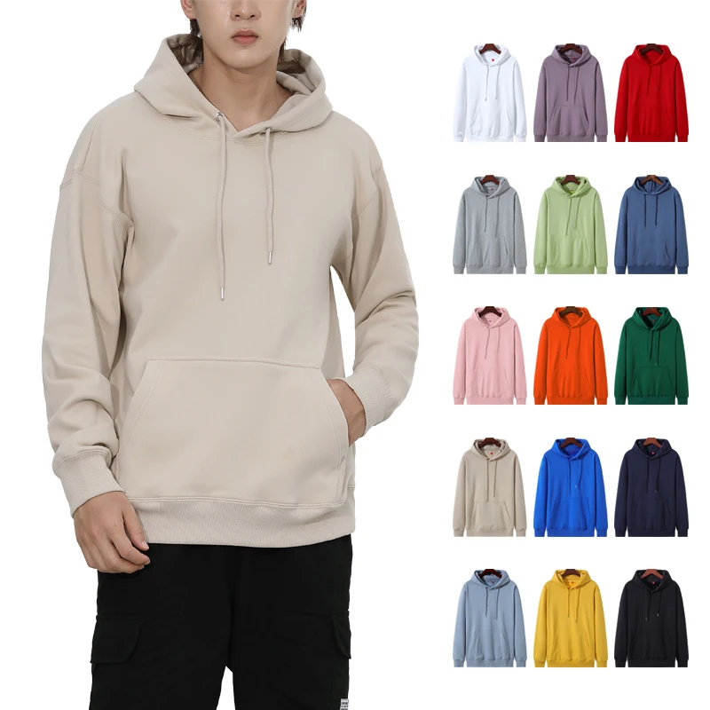 2022 custom unisex new velvet lining 100% cotton hoodie heavyweight 550G plain oversized pullover hoodie