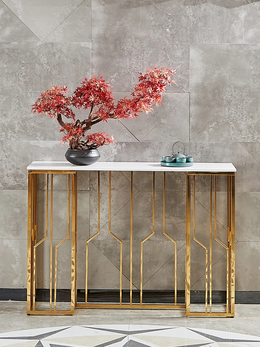 
Minimalist Marble Porch Table Wrought Iron Metal Light Luxury End View Table Entrance Corridor Porch Cabinet Partition Case 