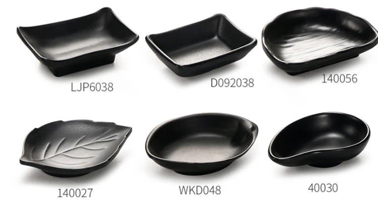 best selling high quality black matte small dishes melamine 2/3/4/5 compartment seasoning plate BBQ sauce tray dish