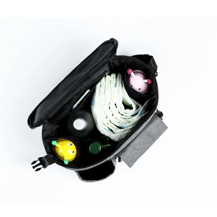 Wholesale Cotton Fabric Baby Stroller Hanging Bag Organizer Black