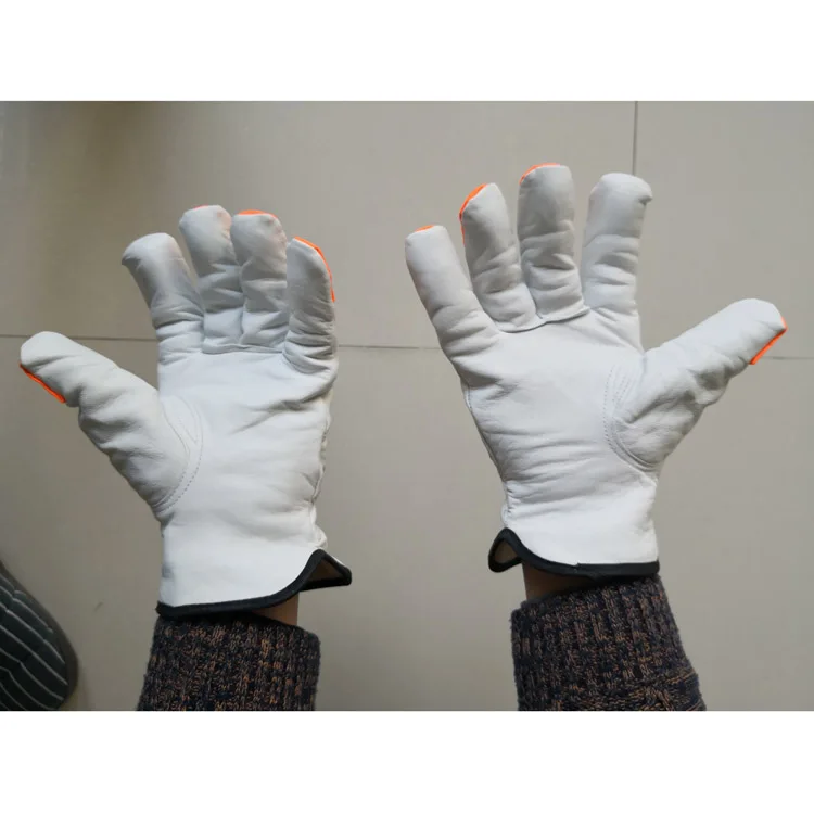 Winter Durable Thicken Warm Windproof  Cow Grain Leather Work Driver Gloves