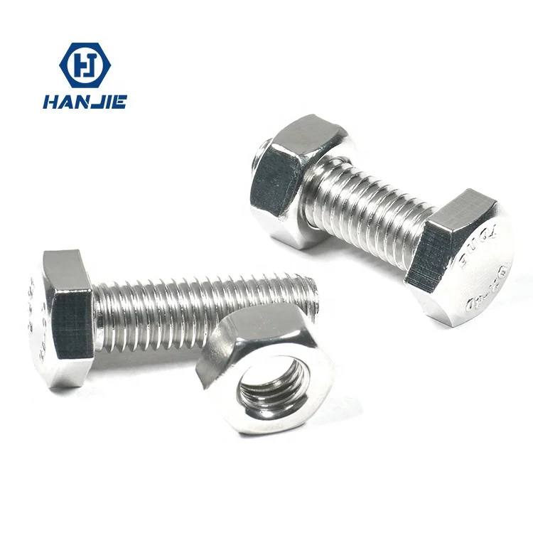 Customized DIN933 8.8 Fully Threaded Stainless Steel Hex Head Bolts And Nuts
