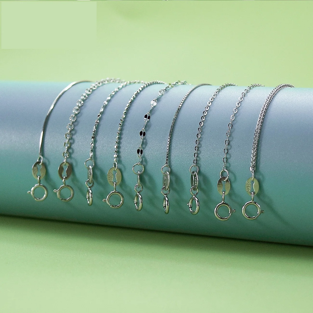 different types 925 sterling silver chains wholesale such as foxtail gold chain and gold box chain