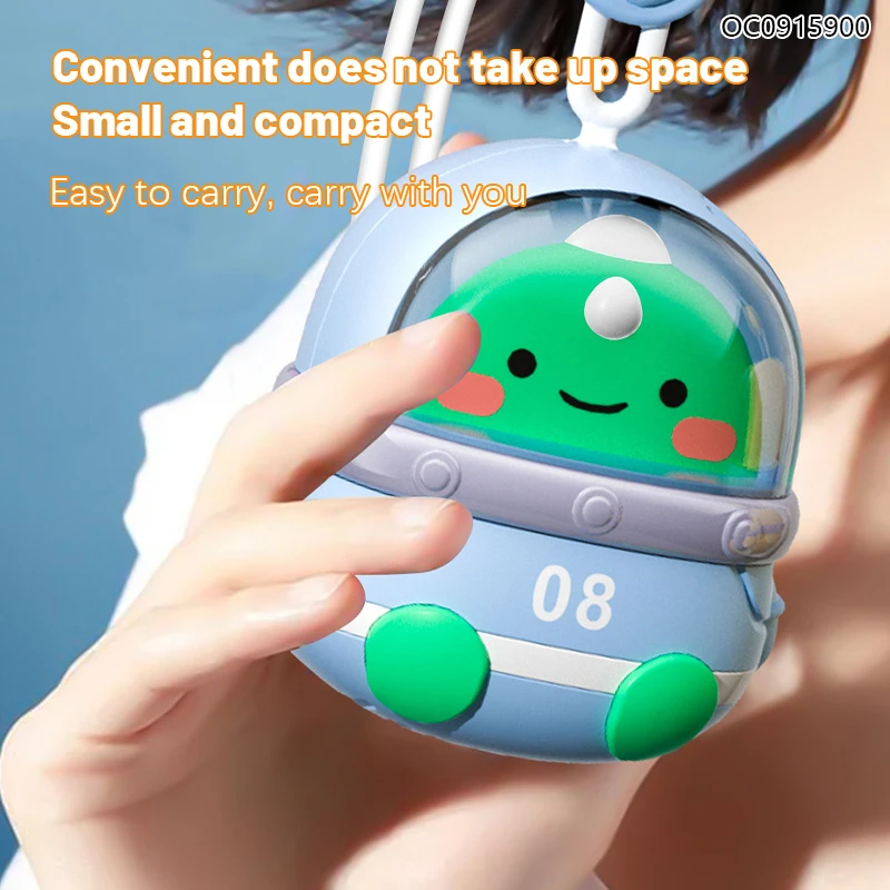 Newest summer cute animal rope bladeless mini hanging neck fan for kids