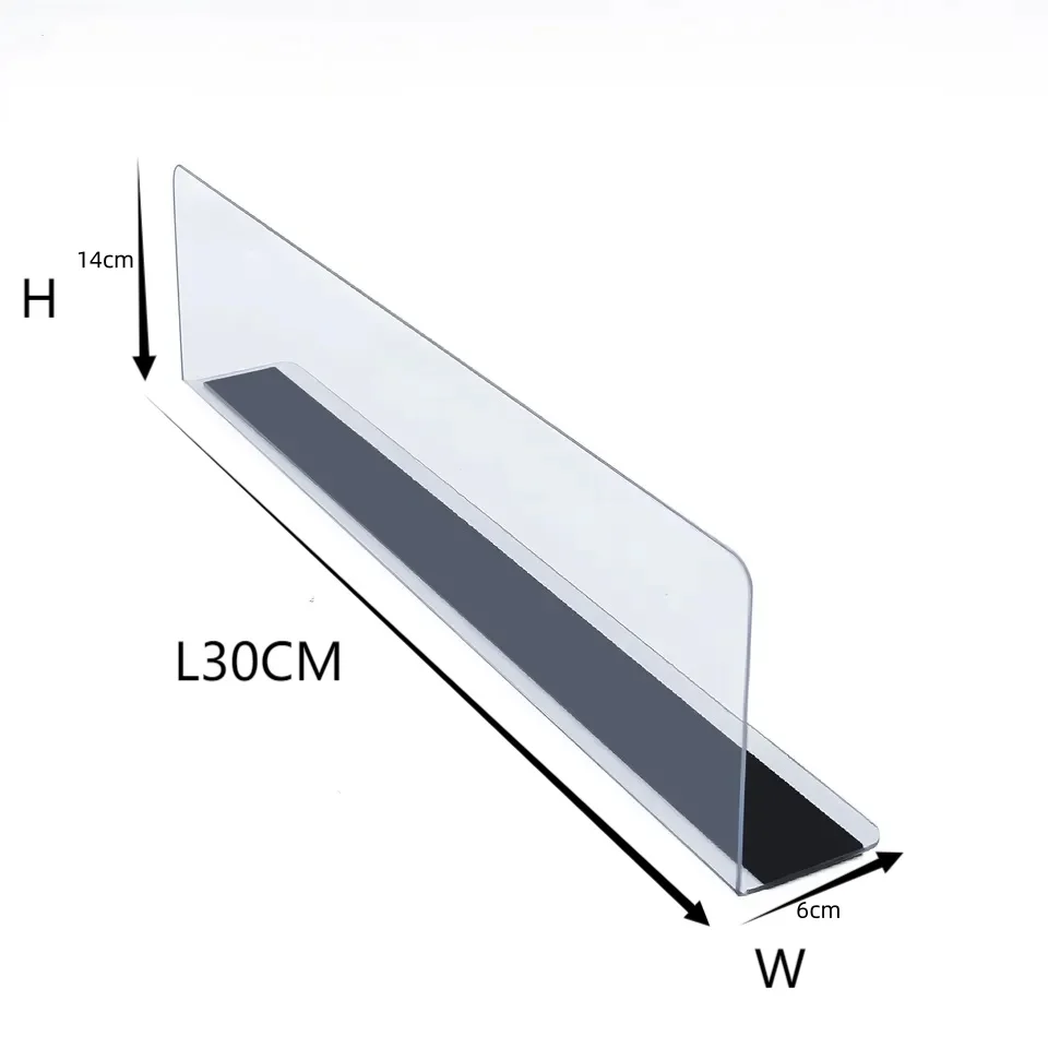 Unnies Wholesale Custom Clear Magnetic Stripe Adjustable Grocery PVC L Shape Acrylic PET Shelf Divider for Supermarket Display