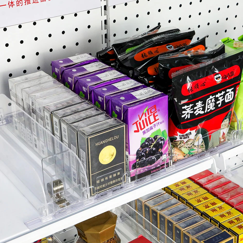 SupermarketBeverage Bottle Display Tobacco Pusher Stand Automatic Spring Loaded Drink Organizer Dispenser Cigarette Shelf Pusher