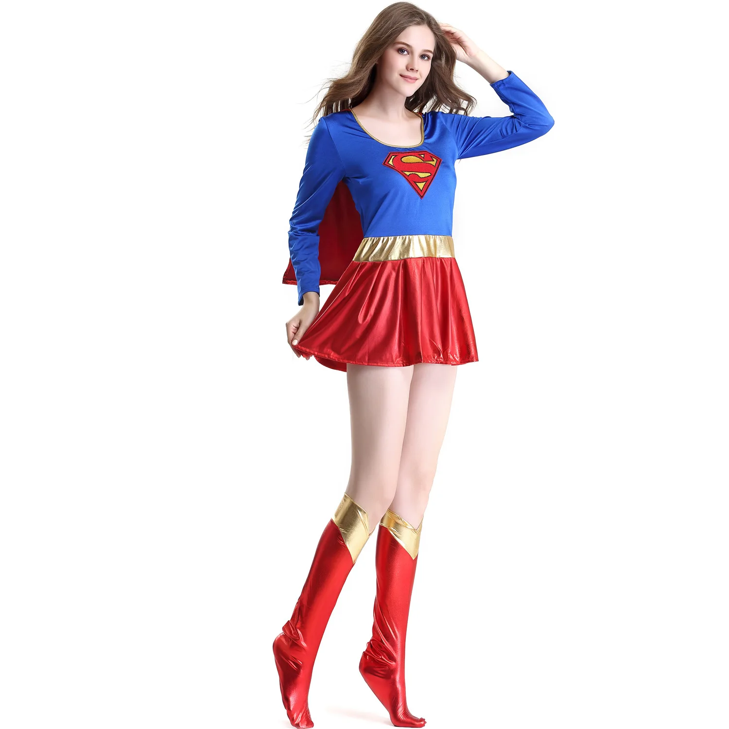 Quality S-xxl Large European and American Halloween Costume Sexy Female Superman Suit PU Superman Role Play Performance Clothing