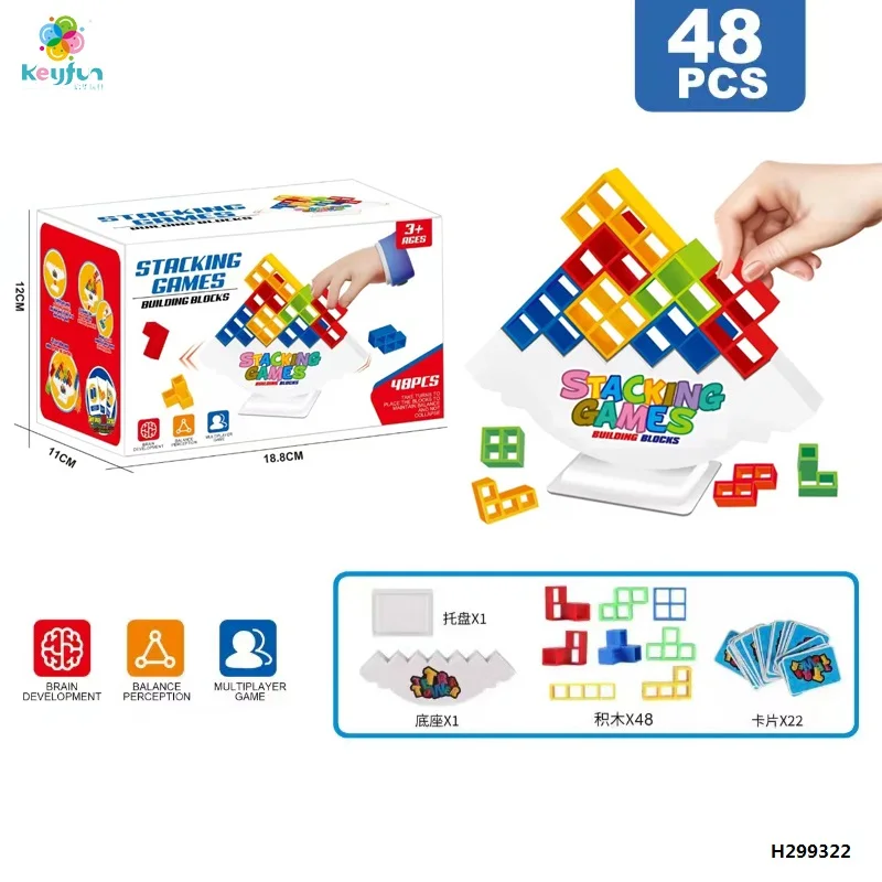 Tetras Tower 48PCS Blocks Games Balance Stacking Board Games For Family Kids & Adults Stacking Toys Balance Game H299322