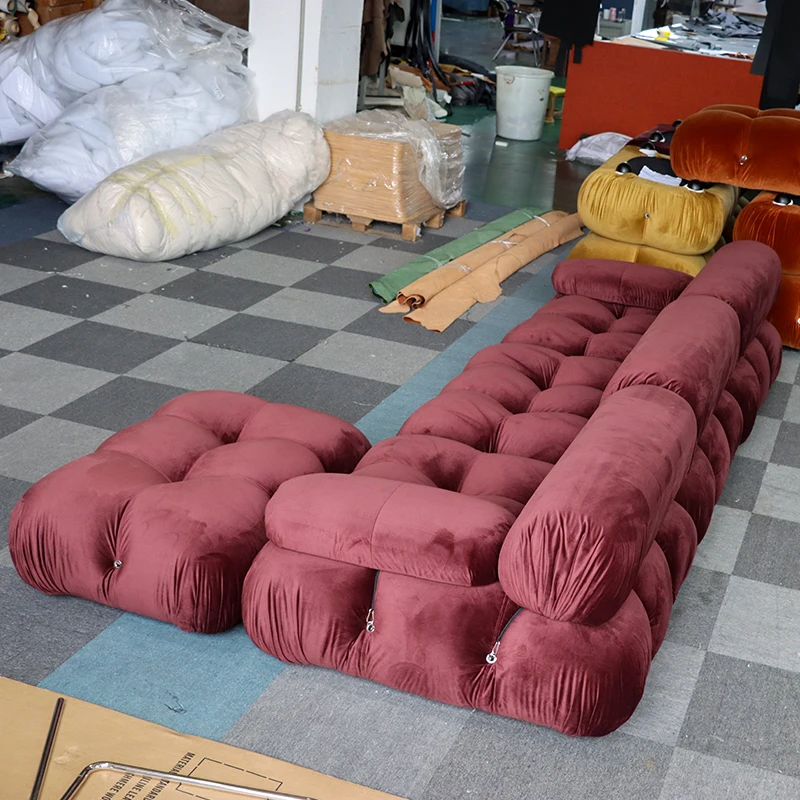 Red Wine Velvet Mario Bellini Sofa Modular Sectional Sofa Living Room Sofa Furniture