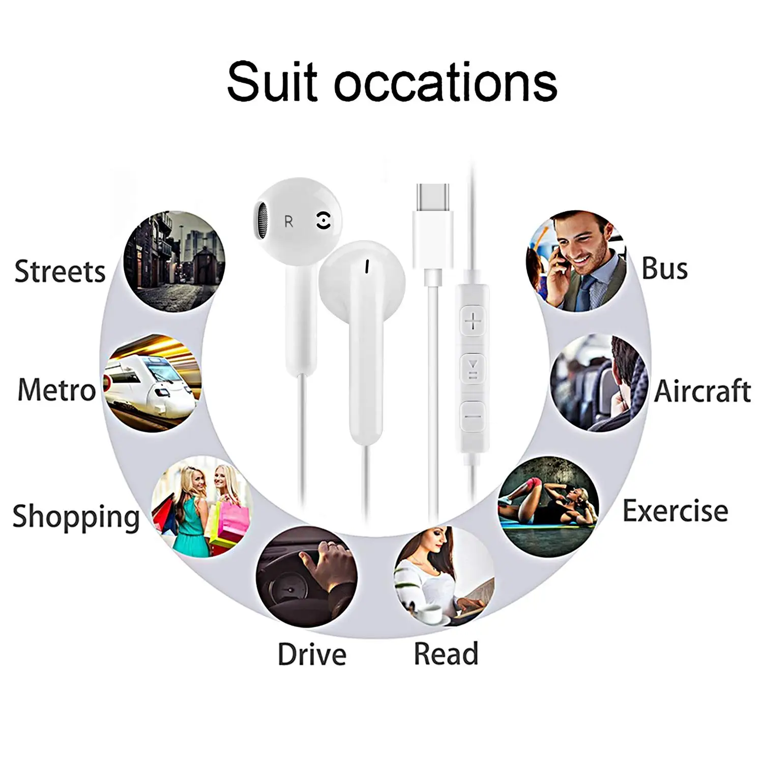 Customized Headphones Usb Type C Earphone Wired Headset For  Noise Canceling Earbuds with Mic