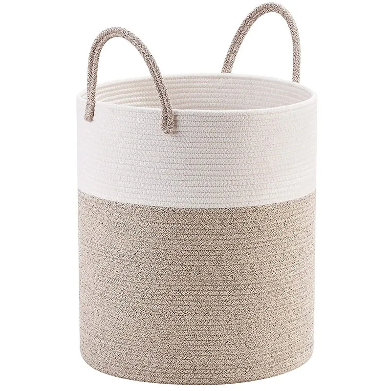 Cotton Rope Woven Basket Cotton Storage Box Bamboo Dirty Clothes Basket Hand-Held Folding Basket