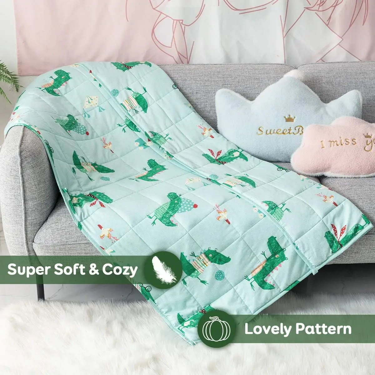 Premium Cotton Fabric Calm Sleep Weighted Blanket Knitted Technics Wearable for Home Hotel Travel
