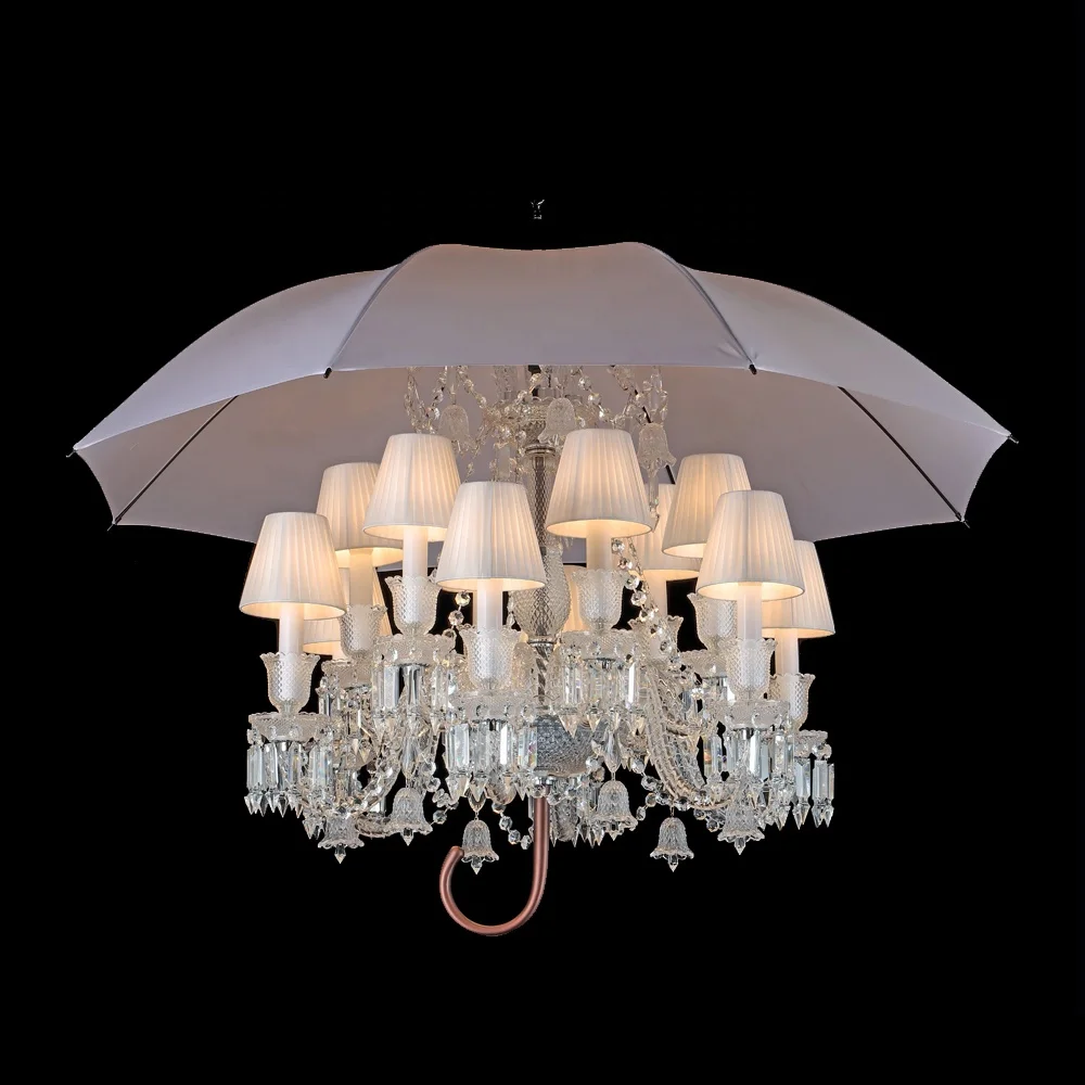 Italian Style 12 Lights Umbrella Hanging Crystal Chandelier Lighting with Lampshades