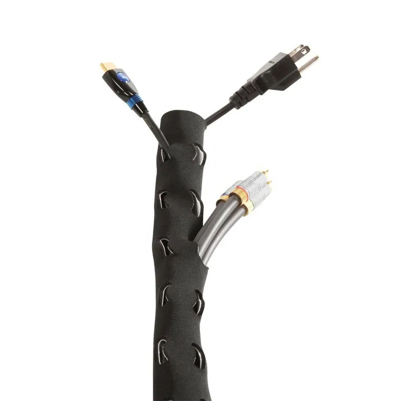 Adjustable Neoprene Cord Organizer Cable Management Sleeve with Free Cable Ties for TV USB PC Computer