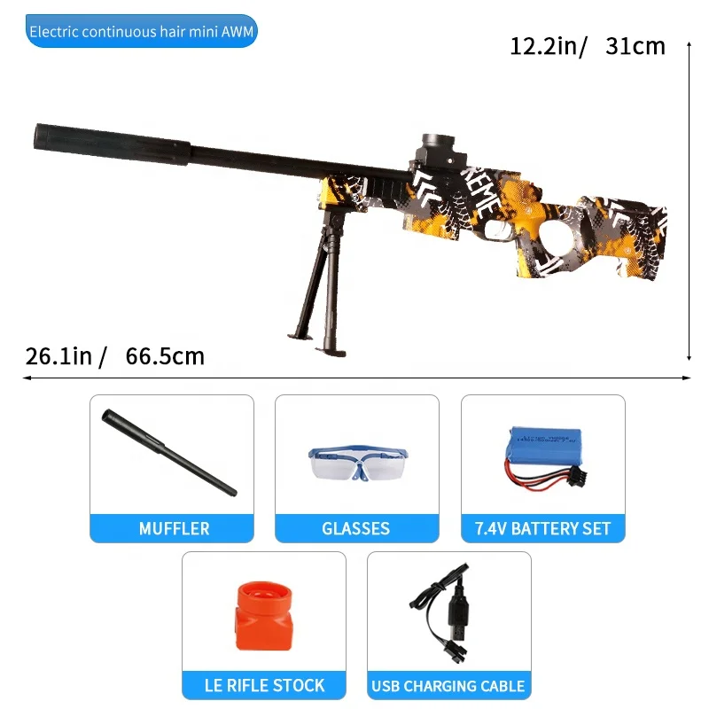 2024 New Electric Plastic Manual Rifle Bullet Toy Gun AWM Hk416d Boy Gel Bead Blaster Automatic 2-in-1 Toy Guns For Adults