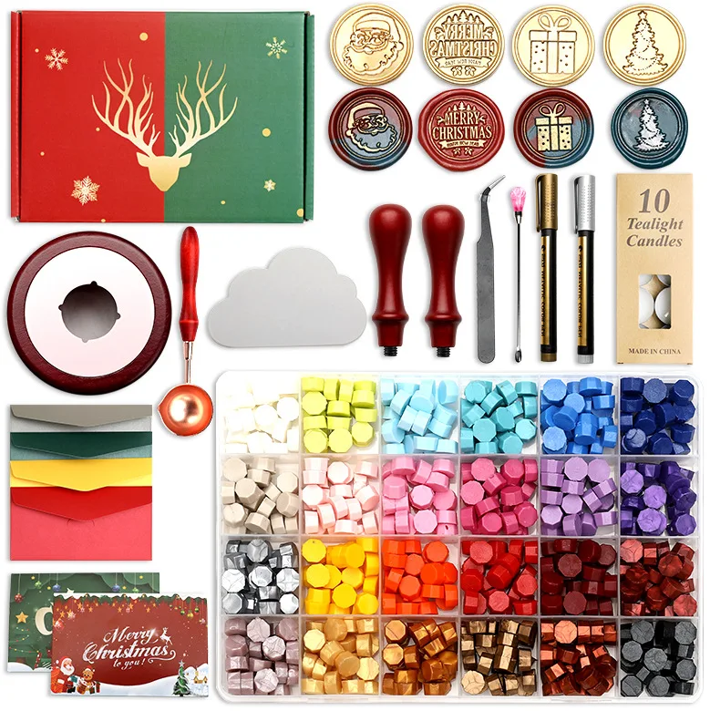 Christmas Wax Seal Stamps Snowman Christmas Collection Copper Head Sealing Wax Envelope Hand Ledger Gift Wax Seal Stamp Kit
