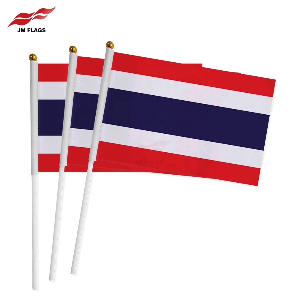 Wholesale Thailand Hand Held Flags Hand Flag National Day Decoration Polyester Thailand Stick Flags
