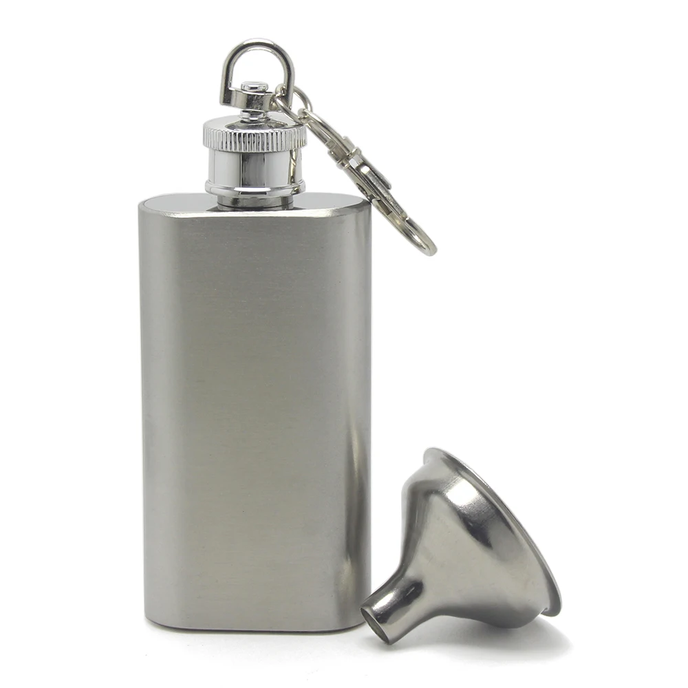 2oz Flask 50ml Whisky Flagon Kettle Oilcan Keychain Stainless Steel Metal Travel Wine Pot Drink Gifts 45ml Mini Liquor Hip Flask