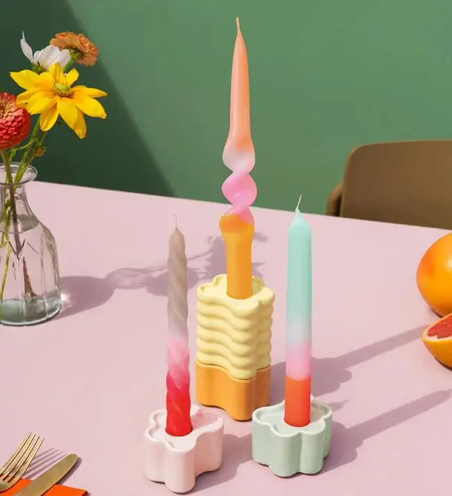 Dip Dye Neon Candles Taper Stick Pillar Twist Color Candles For Home Decor