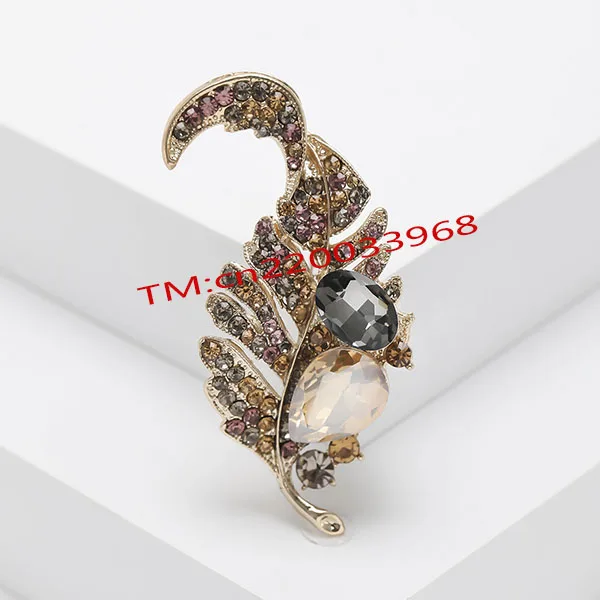 Fashion Women Men Clothing Accessories Jewelry Glass Brooch Lapel Pin Vintage Crystal Rhinestone Leaves Brooch Pin