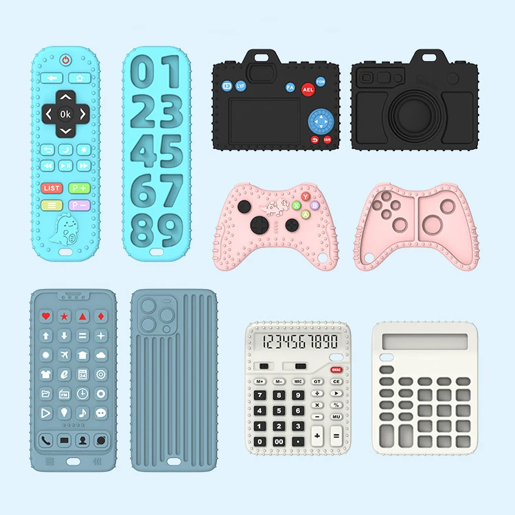 2023 New mold product Silicone Remote mobile phone camera TV controller Shape Teethers Baby teething toys for toddler