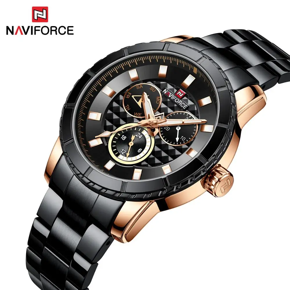 2019 Naviforce 9145 новые модные 3atm водонепроницаемые кварцевые наручные часы для мужчин с браслетом из нержавеющей стали, японский механизм