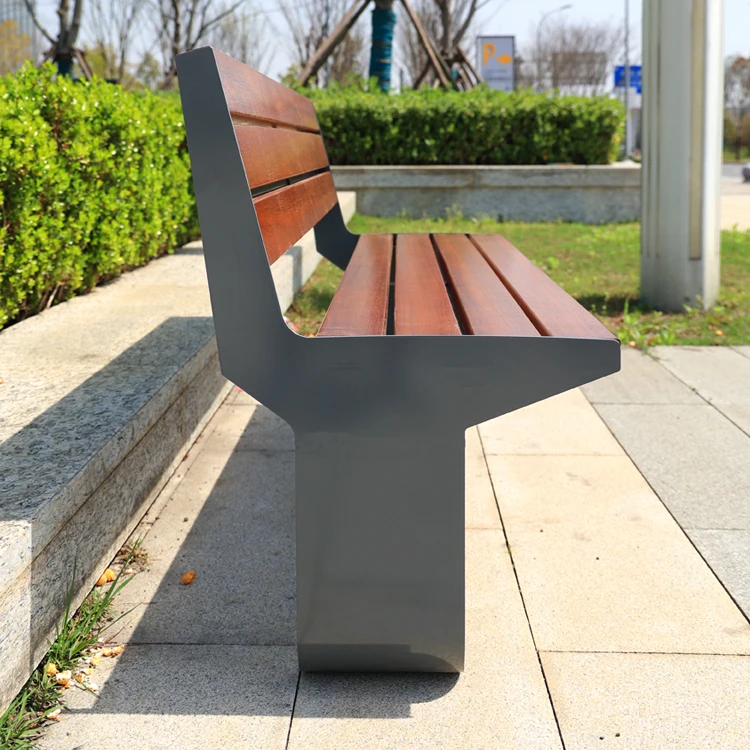 outdoor furniture comfortable composite wood bench public park hardwood bench seat outside garden patio long bench with back