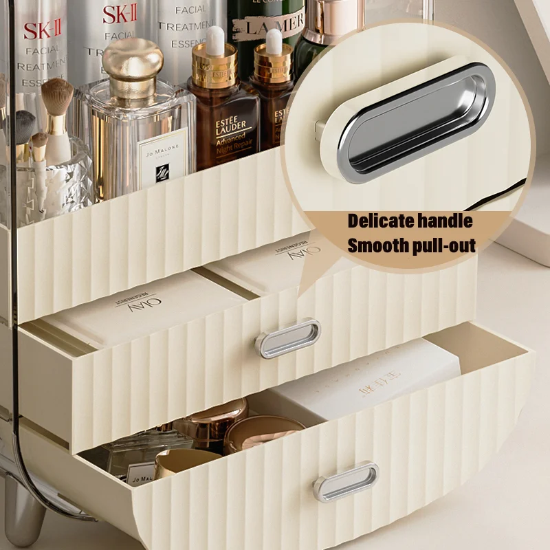 Dormitory Plastic Table Cosmetic Tray Storage Desktop Makeup Organizer With Drawers