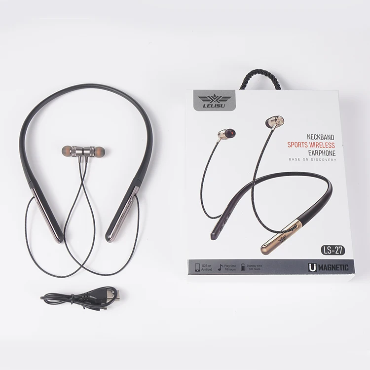Best selling wireless neckband stereo OEM sport gym neckband headset with button control