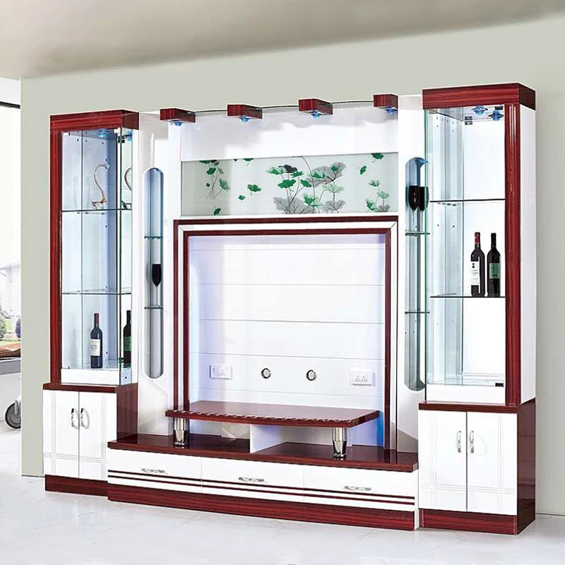 Modern Design Home Furniture Wood Storage Tv Cabinet Wall Unit Display Rack Luxury Wooden Led Living Room Tv Stand