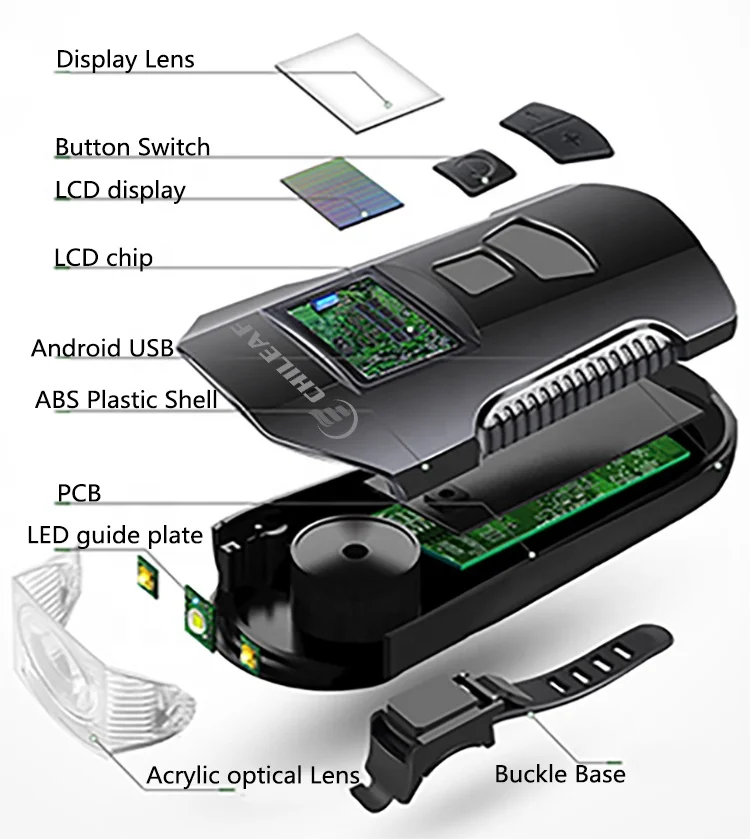 Chileaf Waterproof Stopwatch & LED Bike Light & Bike Horn Light Speed Bike Headlight Taillight Fits Mountain Road Bike