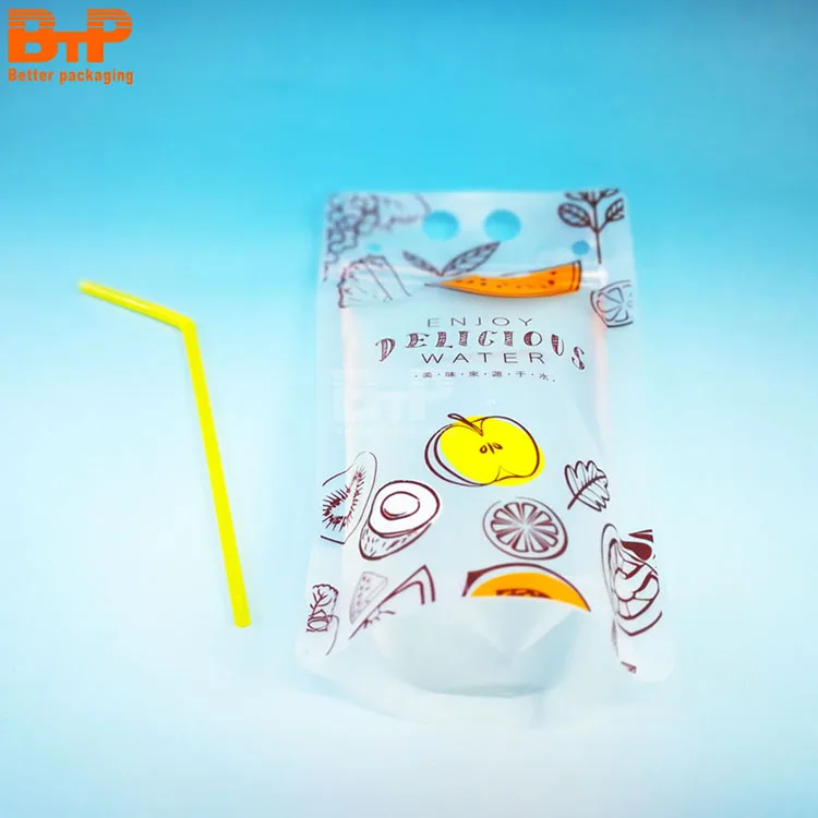 Custom logo printing Juice Drinking Pouch Beverage  Disposable liquid water packaging mylar stand up zipper plastic drink bags