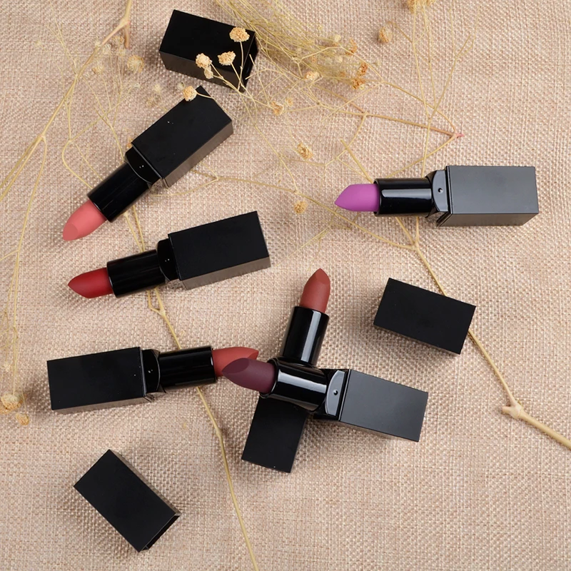 
Custom Brand Color Name Romantic Beauty Cosmetic Black Matte Lipstick New 