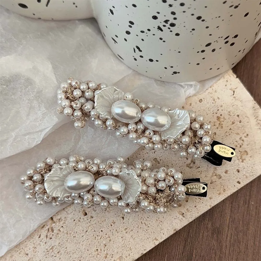 ins hot selling korean girls alligator hair clips pearl duck bill bow flower hair clips women accessories wholesale