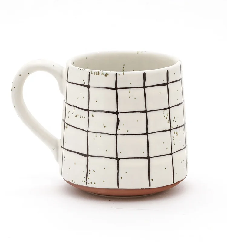 
Unique geometric smart black and white ceramic coffee mug for gift 