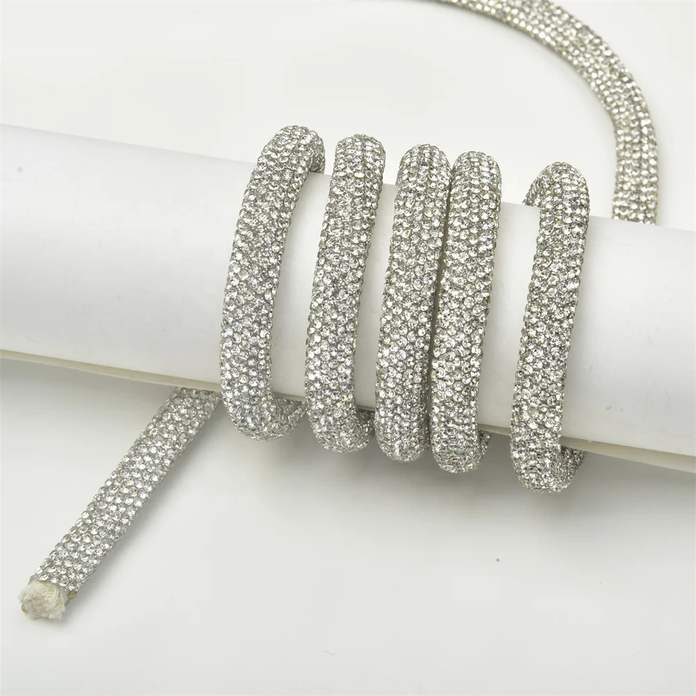 9mm large crystal sparkling diamond braided rope rhinestone cotton string suitable for shoes clothing bags DIY decoration