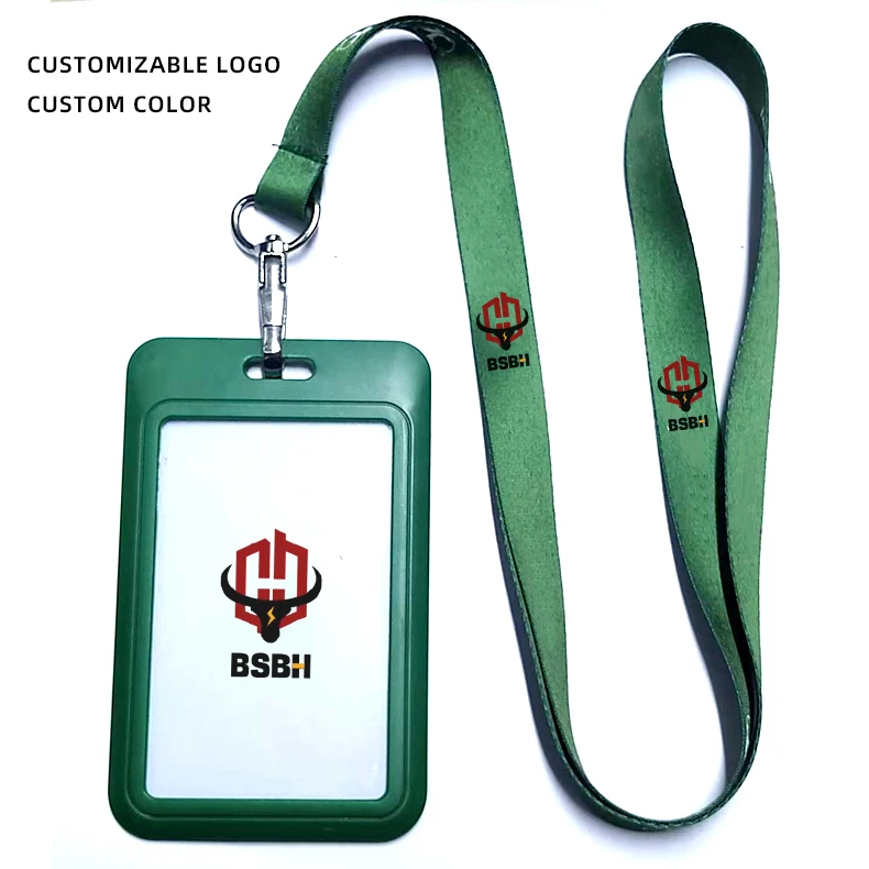 BSBH High Quality White Plastic Hard Card Sleeve Exquisite Business Gift Custom lanyard PVC Card Color Printed ID Card Holder