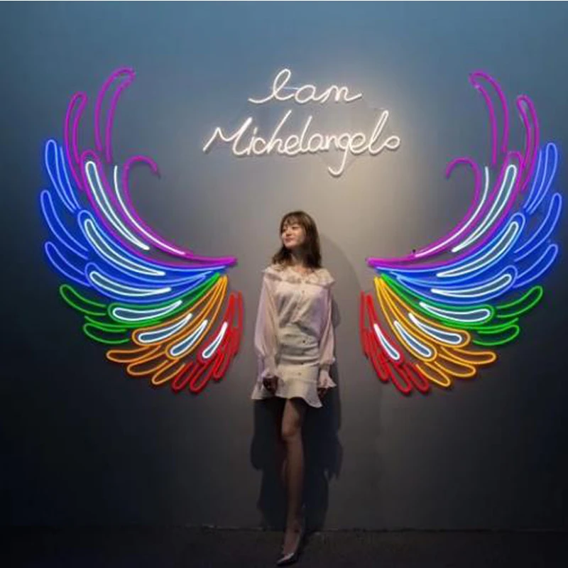 Custom LED Neon Sign Light Flex Neon Wing Angle HandMade Beer Bar Shop Logo Pub Store Club Nightclub 18X14inch