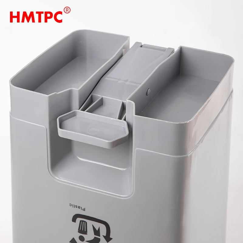 Small Size Indoor Gray 15L Foot Pedal Trash Can PP Waste Bin Plastic Storage Box and Trash Can for Bathroom and Kitchen