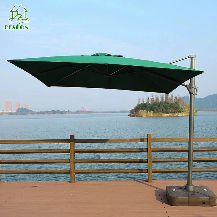 Large size square shaped garden courtyard beach aluminum alloy stand with strong base outdoor umbrella