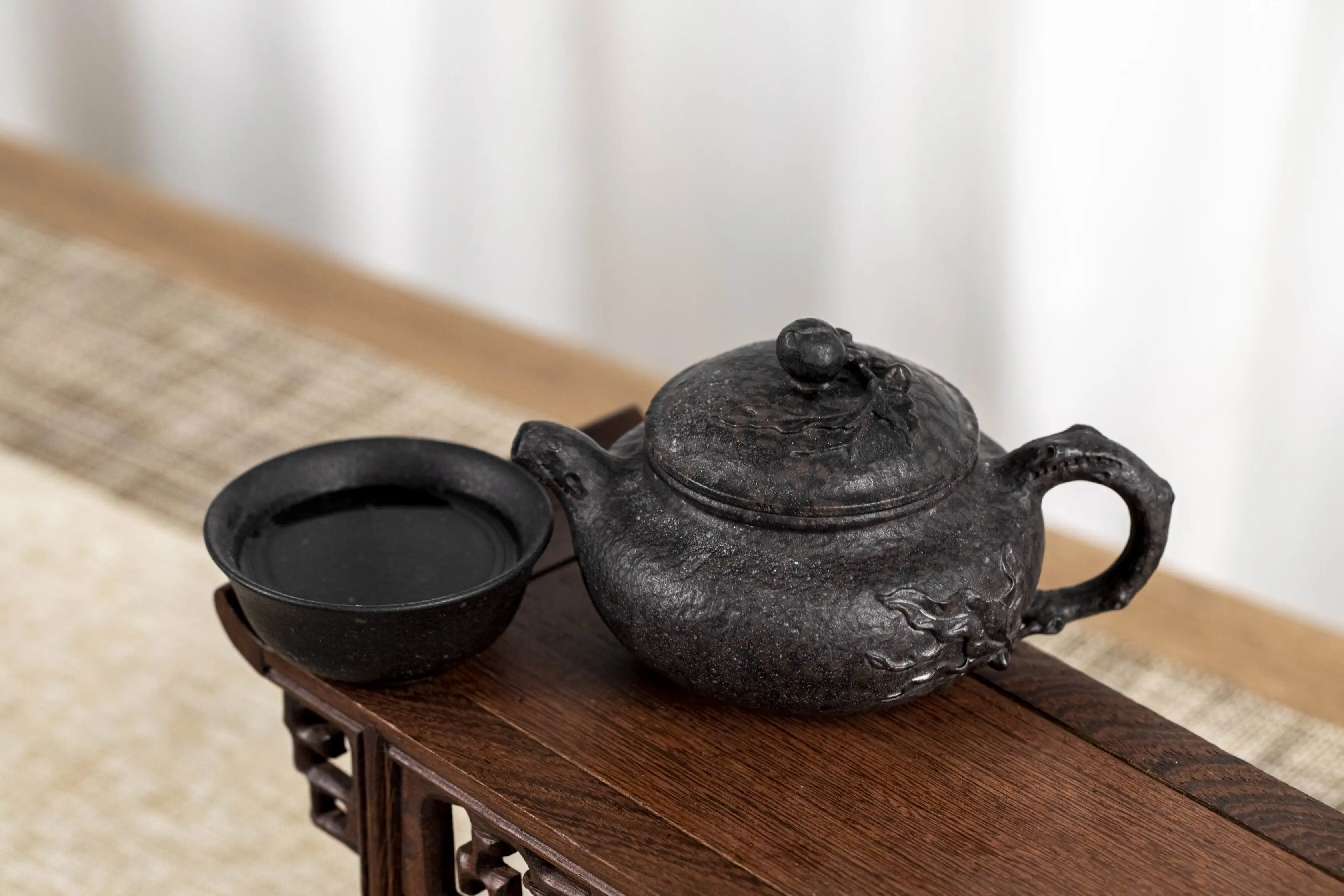 Азиатский чайник в стиле Дзен каменный ручной работы wabi-sabi
