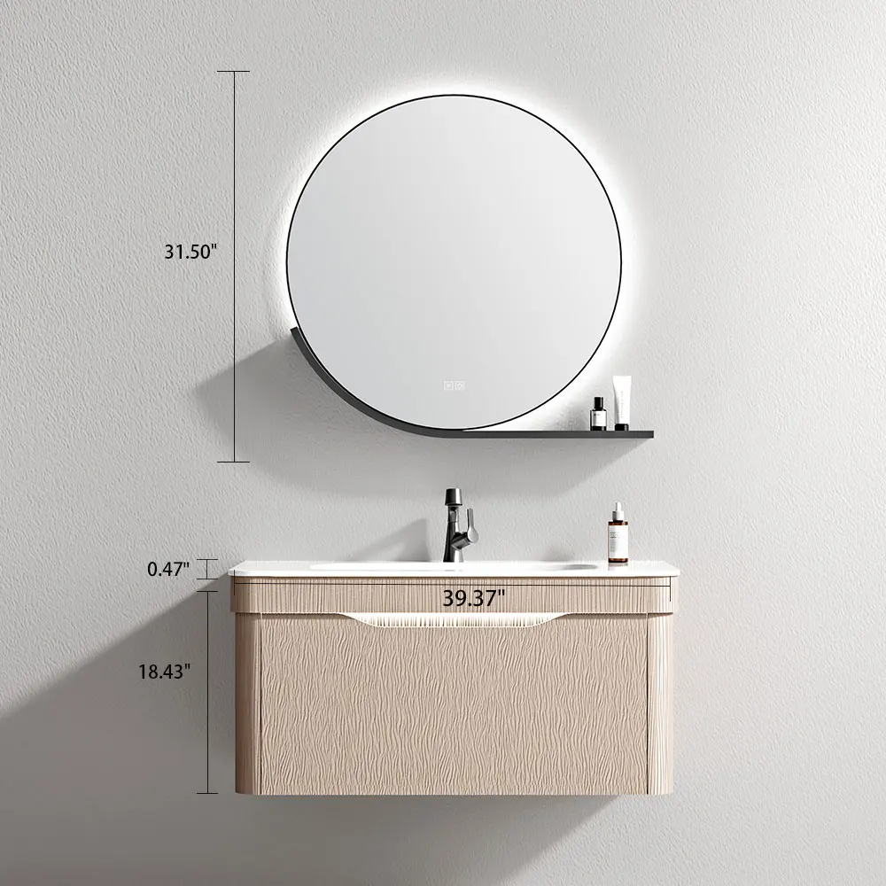 Modern Style Wall-Mounted Bathroom Cabinet with Mirror Made of Plywood Solid Wood Home Hotel Use Bathroom Vanities Furniture